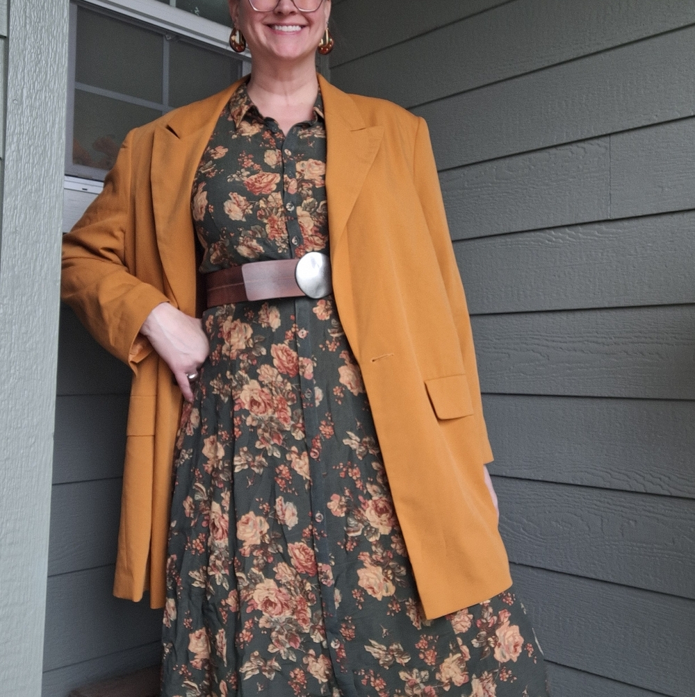 ASOS Design Curve Plus Size 18 Mustard Yellow Oversized Long Blazer
